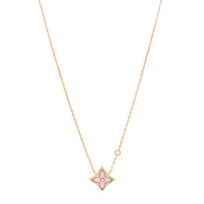Louis Vuitton 18K Pink Gold Diamond Pink Mother of Pearl Color Blossom BB Star Pendant Necklace 1 of 5