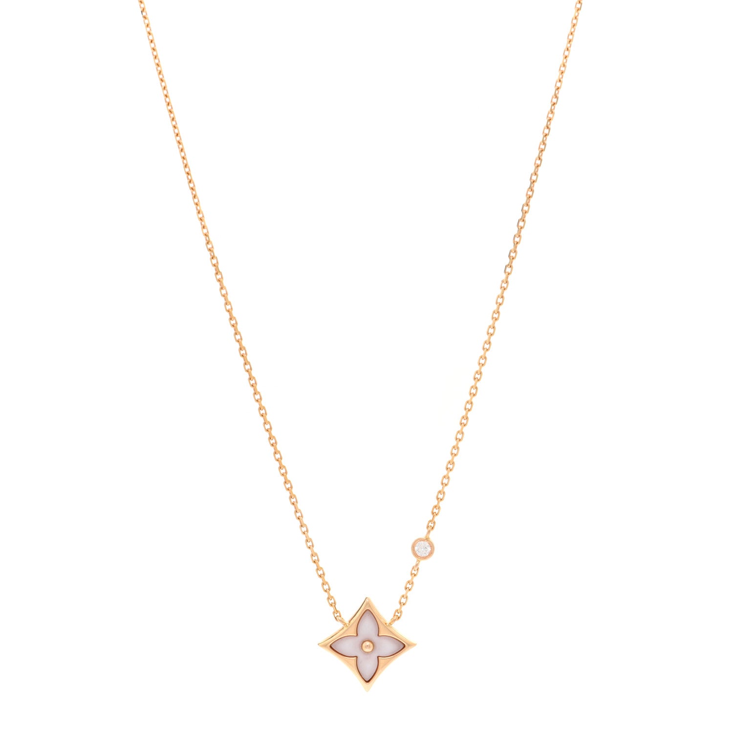 Louis Vuitton 18K Pink Gold Diamond Pink Mother of Pearl Color Blossom BB Star Pendant Necklace 1 of 5