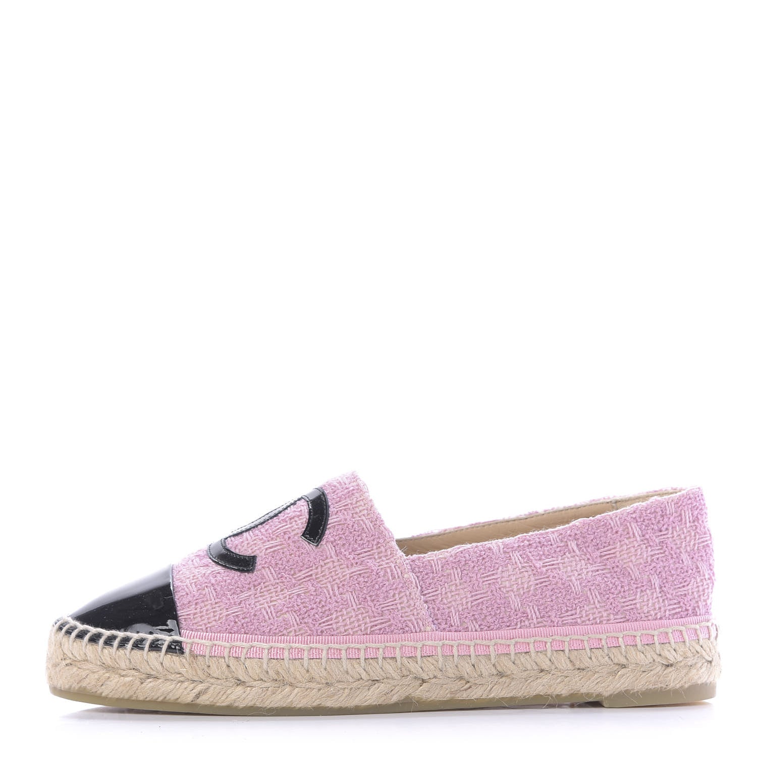 Chanel Tweed Patent CC Espadrilles 38 Pink Black 1 of 11