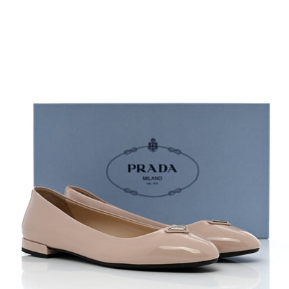 Prada Patent Triangle Ballerina Flats 37.5 Cipria 11 of 11