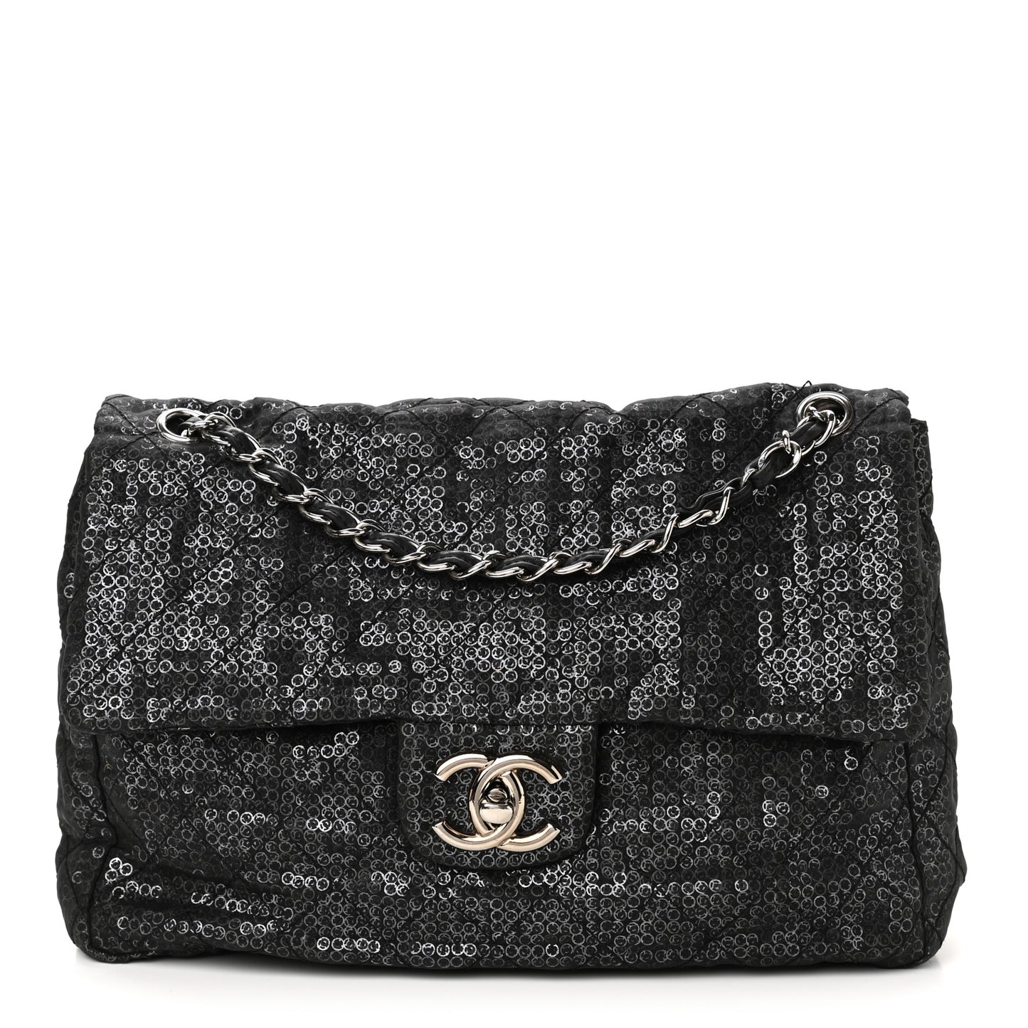 Hidden Sequin Maxi Flap Black