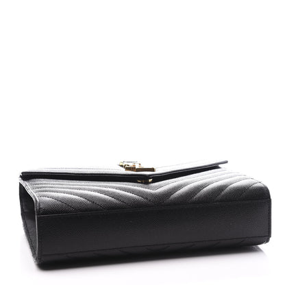 Saint Laurent Grain De Poudre Matelasse Chevron Medium Monogram Satchel Black 3 of 9