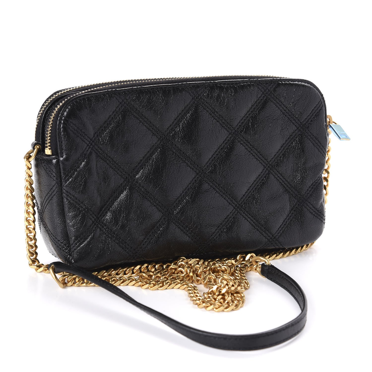 Saint Laurent Grained Lambskin Quilted Mini Becky Double Zip Bag Black 3 of 10