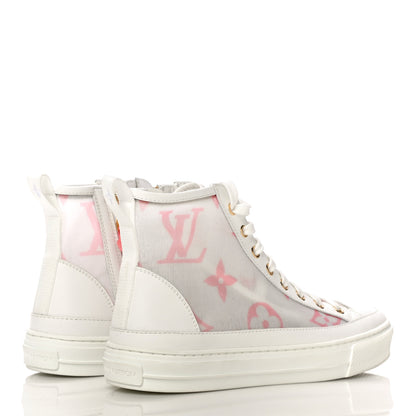 Louis Vuitton Technical Fabric Calfskin Monogram Giant Printed Stellar Sneaker Boots 38 Pink 4 of 15
