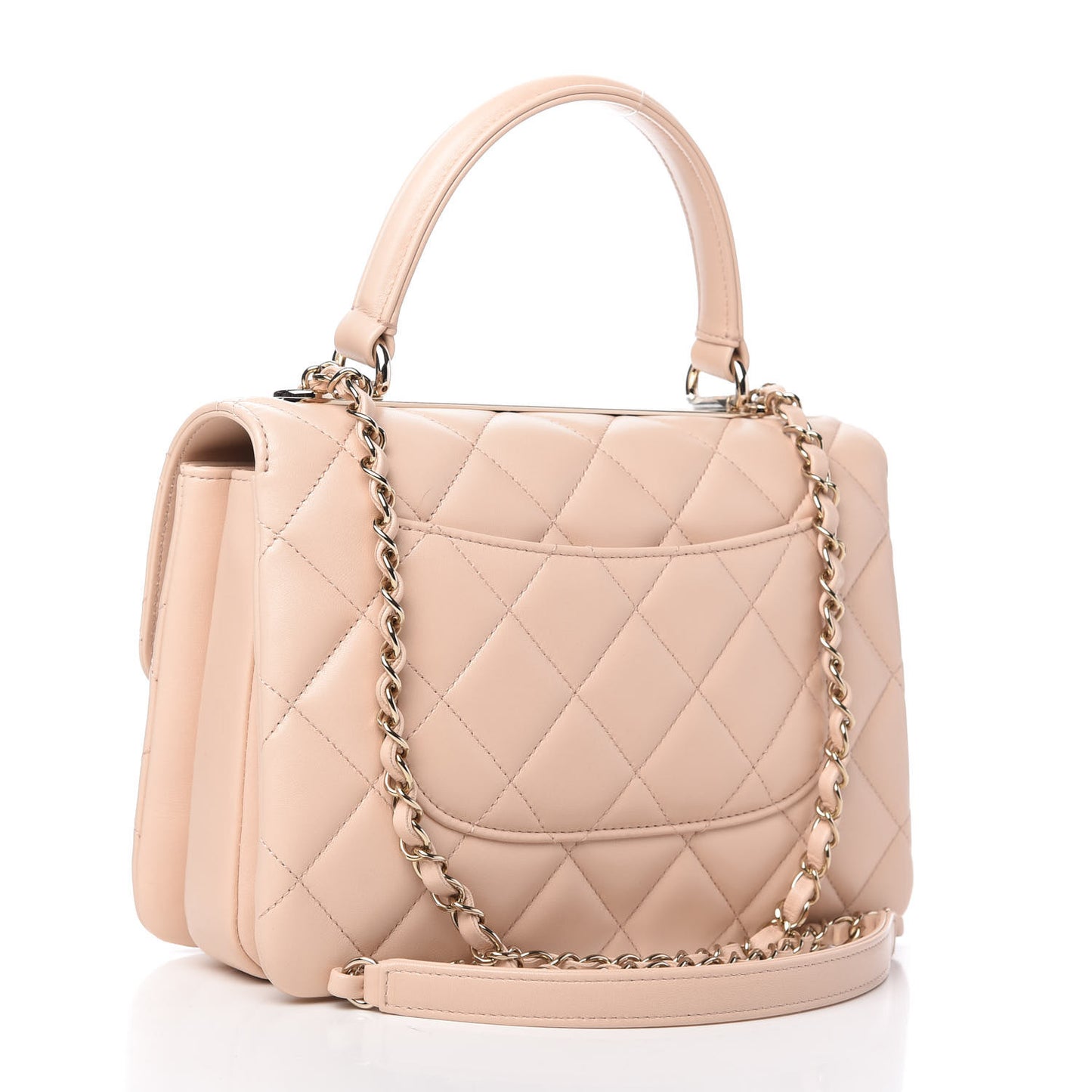 Lambskin Quilted Small Trendy CC Dual Handle Flap Bag Beige