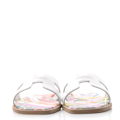 Hermes Faubourg Rainbow Oran Sandals 37 White Multicolore 2 of 15