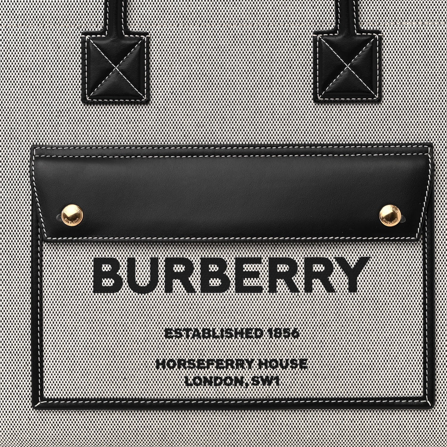 Burberry Canvas Smooth Calfskin Medium Two Tone Freya Tote Black 6 of 8