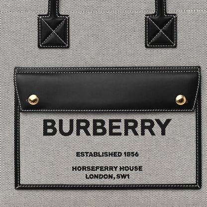 Burberry Canvas Smooth Calfskin Medium Two Tone Freya Tote Black 6 of 8