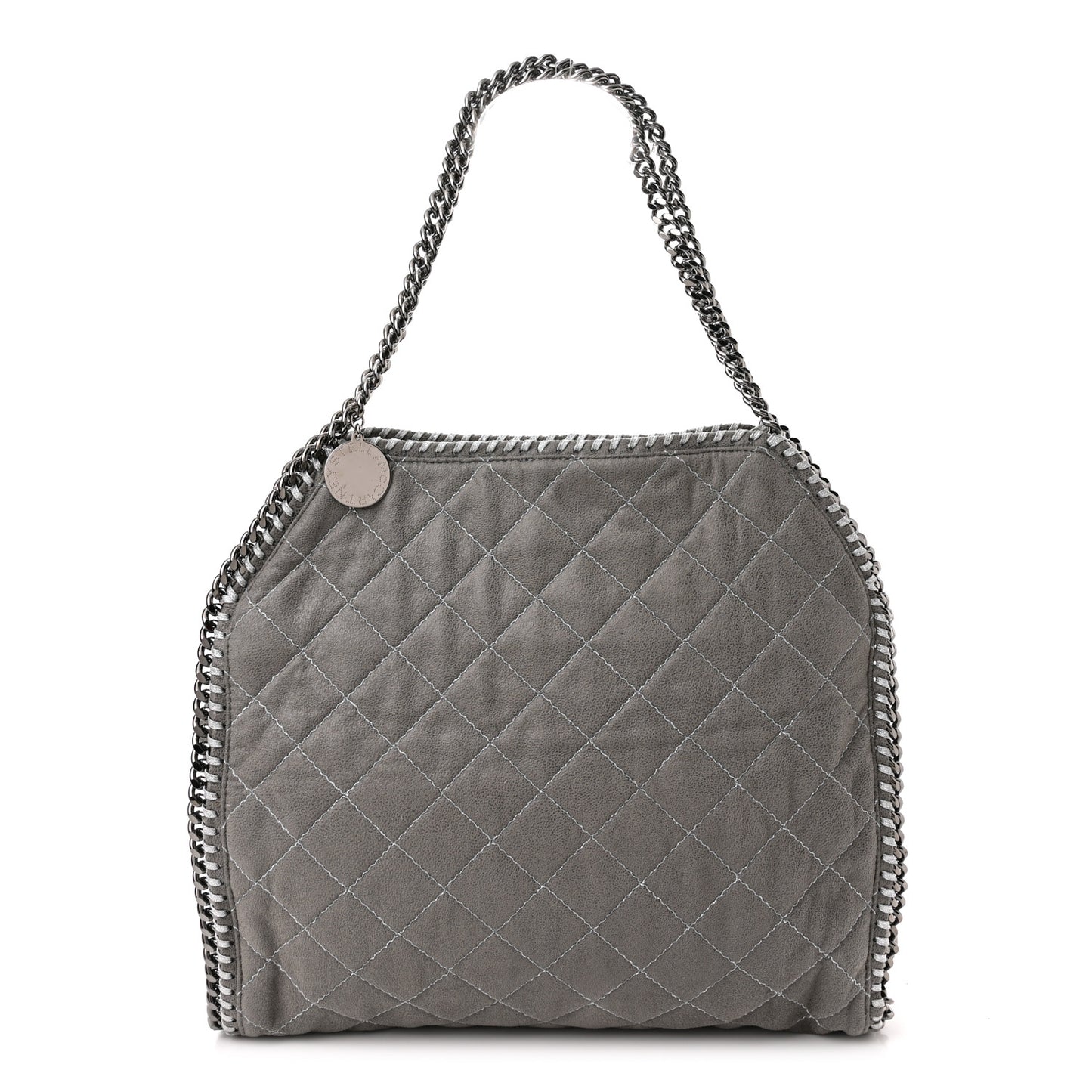 Shaggy Deer Quilted Small Falabella Tote Light Grey