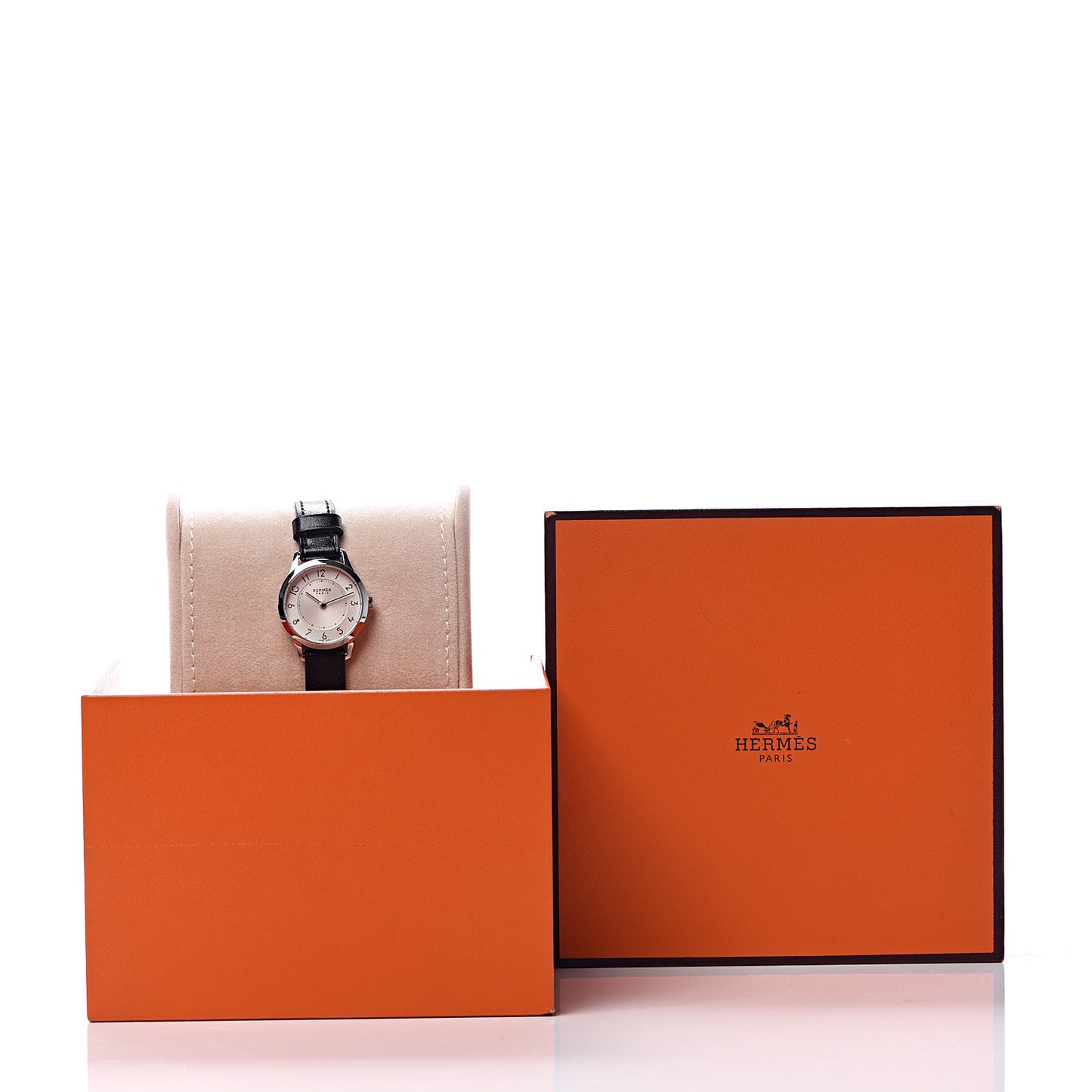 Stainless Steel Box 25mm Slim d'Hermes Quartz Watch Noir