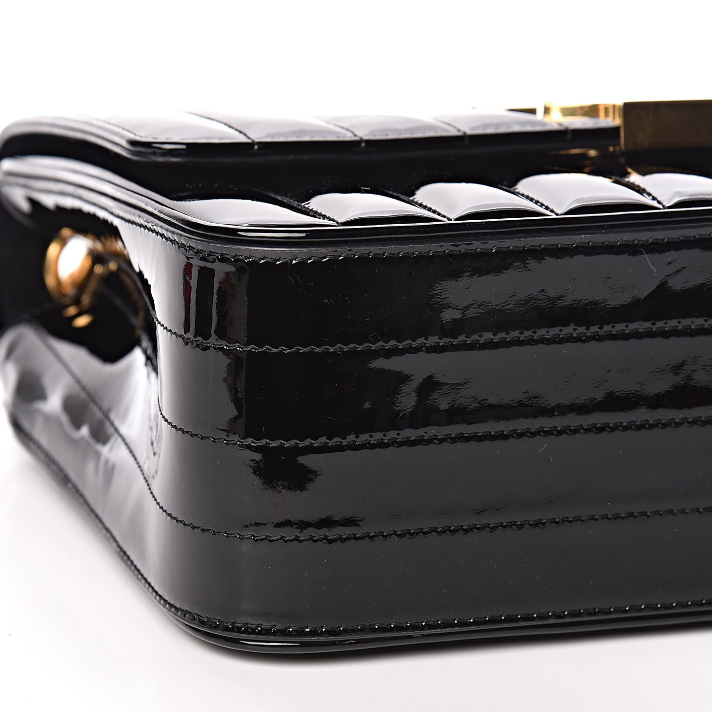 Patent Matelasse Monogram Large Vicky Chain Bag Black