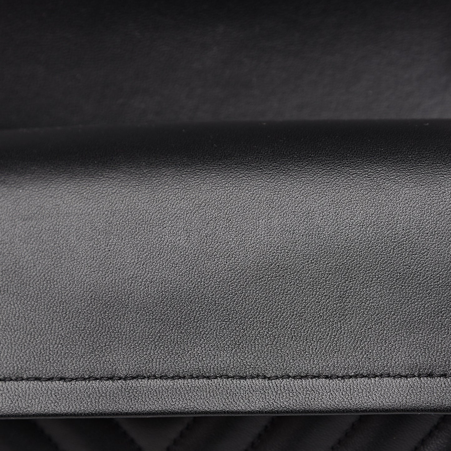 Lambskin Chevron Quilted Medium Double Flap Black