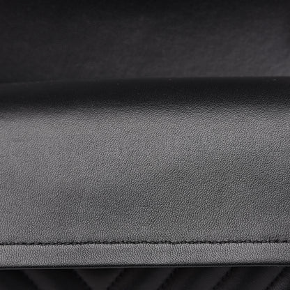 Chanel Lambskin Chevron Quilted Medium Double Flap Black 12 of 13