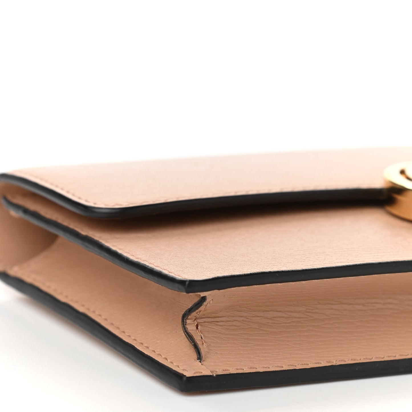 Textured Calfskin Icon Chain Wallet Pink Apricot