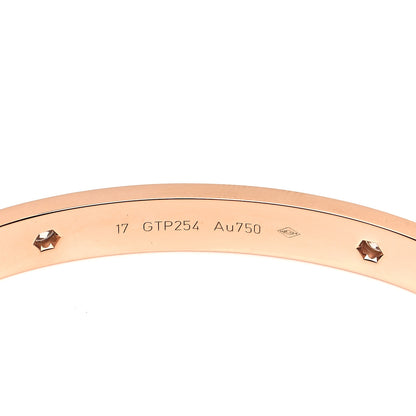 Cartier 18K Pink Gold 4 Diamond LOVE Bracelet 17 4 of 6