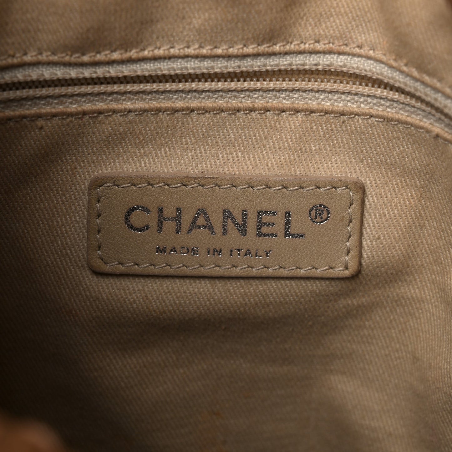 Lambskin Stitched Expandable Tote Beige