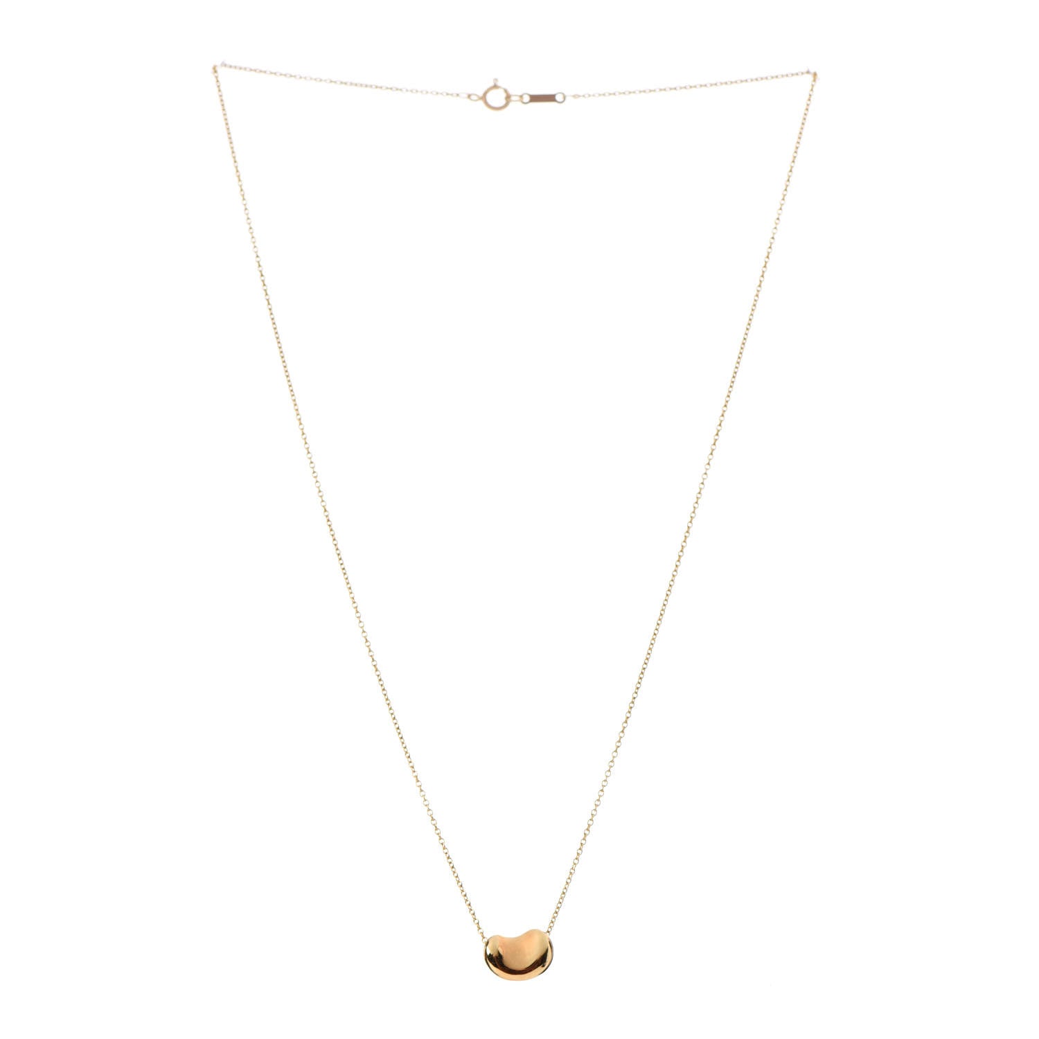 Tiffany 18K Yellow Gold 9mm Elsa Peretti Bean Pendant Necklace 3 of 6