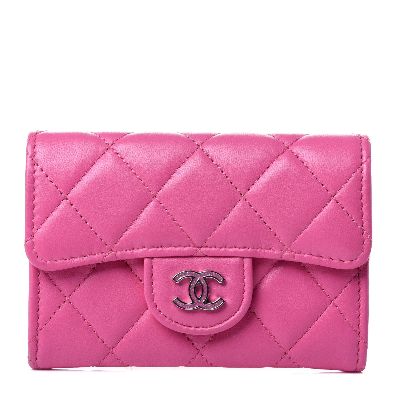 Chanel Lambskin Quilted Flap Card Holder Pink 1 of 5