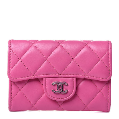 Chanel Lambskin Quilted Flap Card Holder Pink 1 of 5