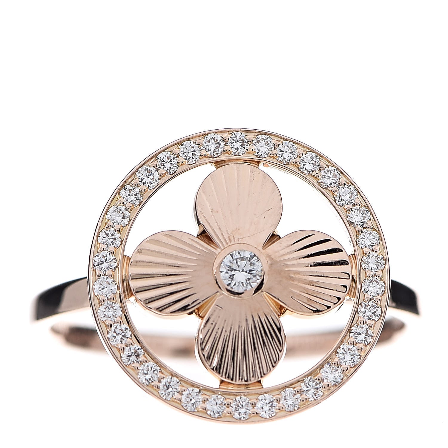 Louis Vuitton 18K Pink Gold Diamond BB Blossom Ring 52 6 1 of 7