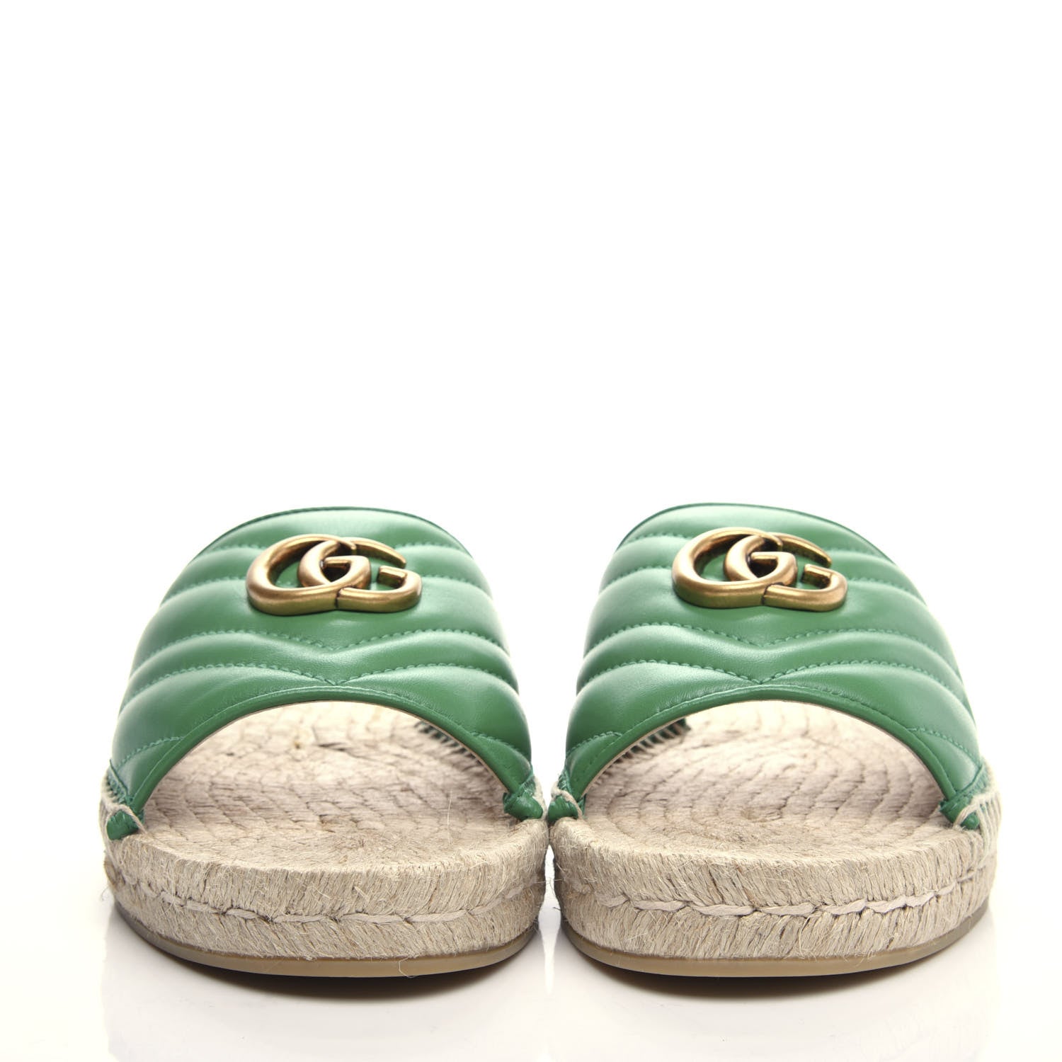 Gucci Nappa Matelasse GG Marmont Espadrille Slide Sandals 40 New Shamarock 2 of 11
