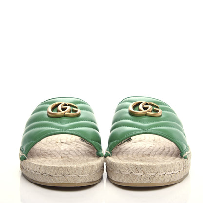 Gucci Nappa Matelasse GG Marmont Espadrille Slide Sandals 40 New Shamarock 2 of 11