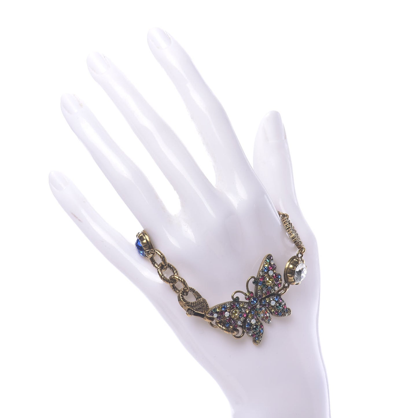 Crystal Butterfly Bracelet Aged Gold Multicolor