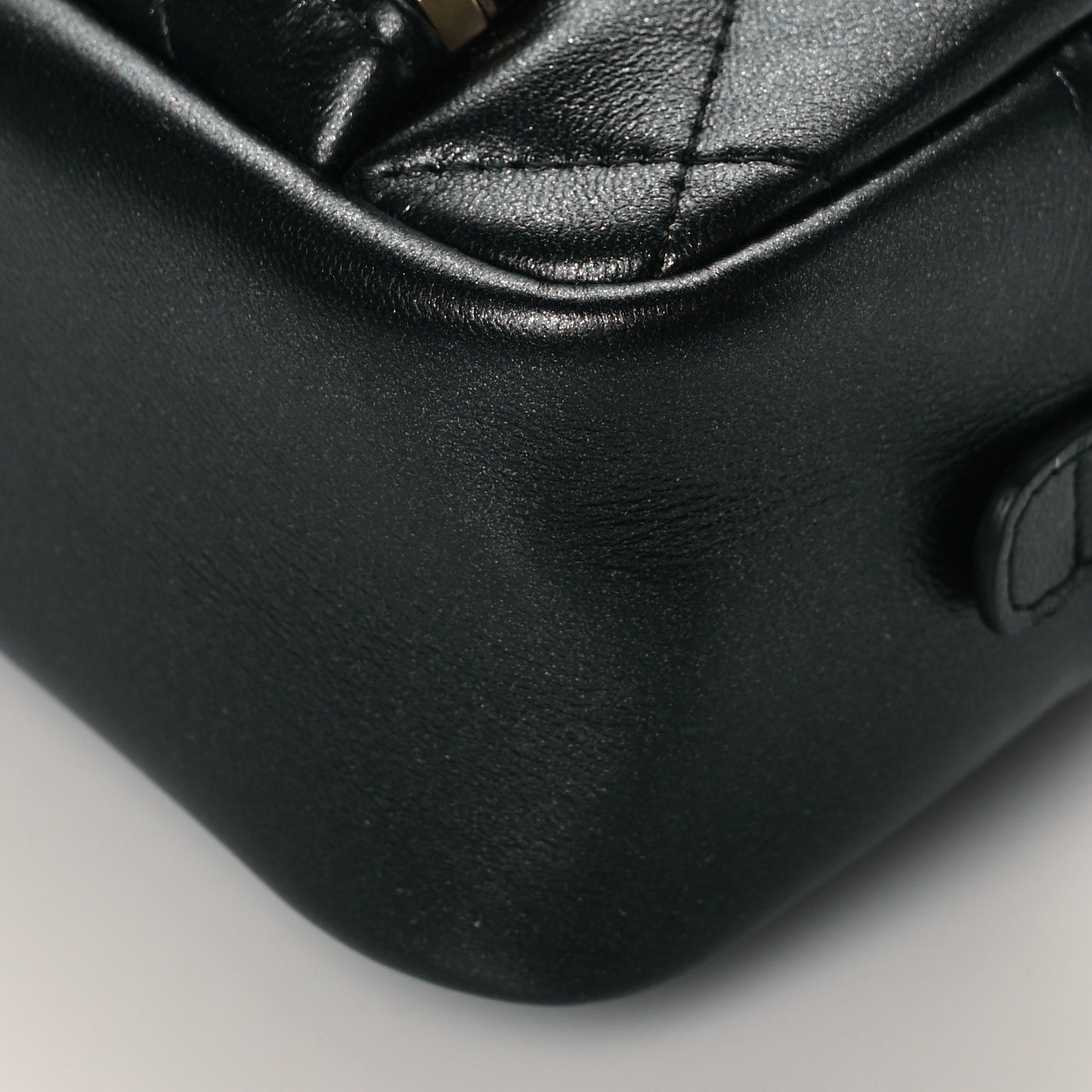 Lambskin Quilted Double Zip Pouch Black