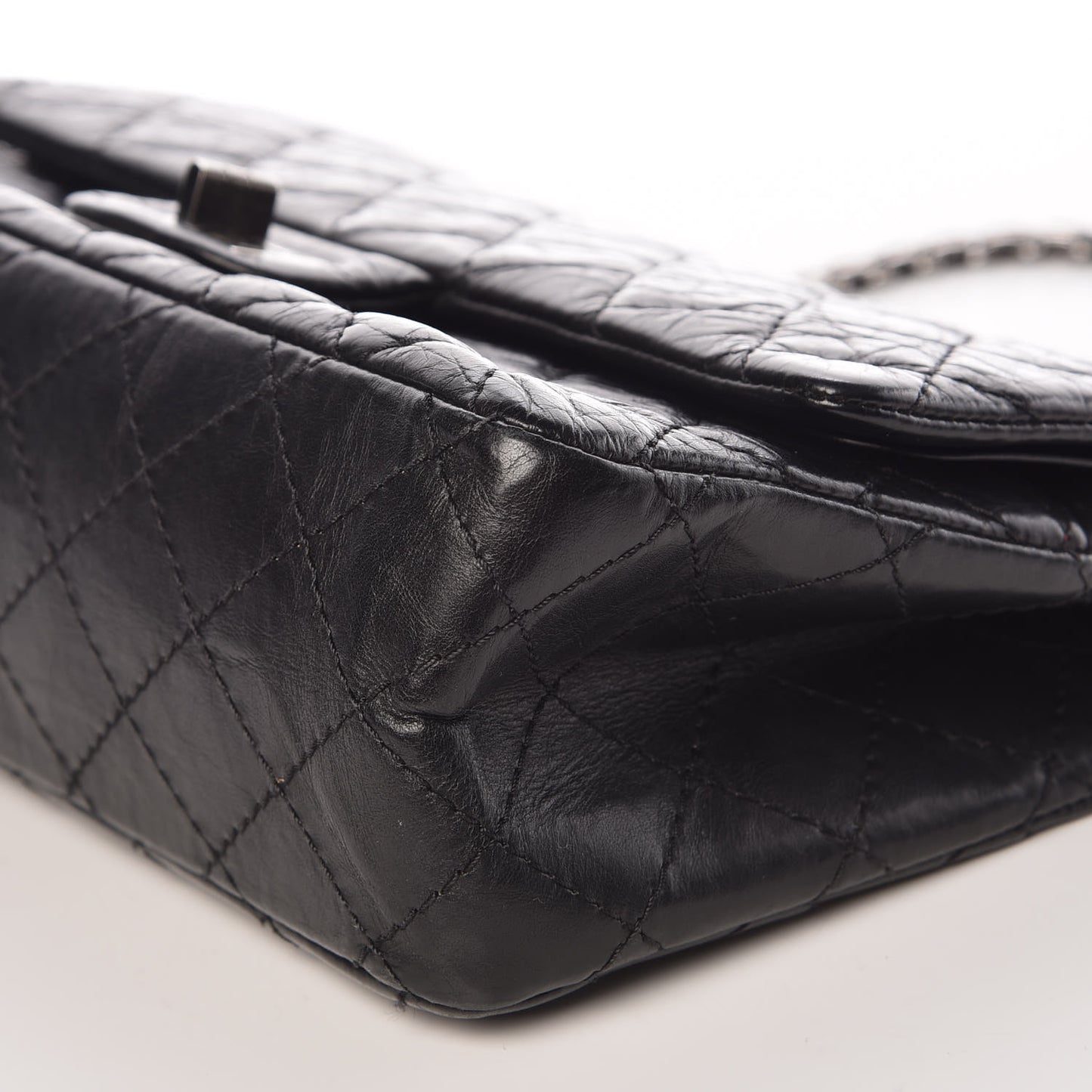 Aged Calfskin Quilted 2.55 Reissue 225 Flap Black