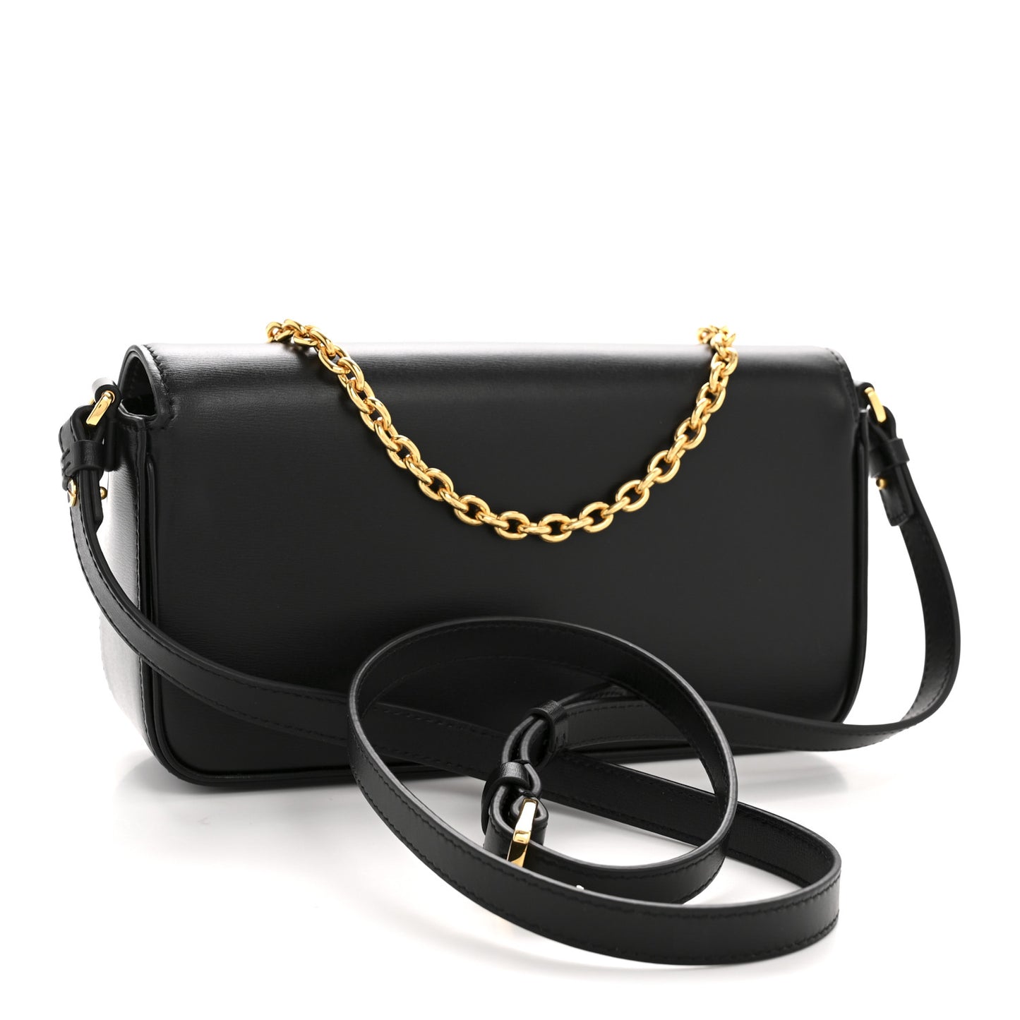 Box Calfskin 30 Montaigne Avenue East West Mini Bag Black