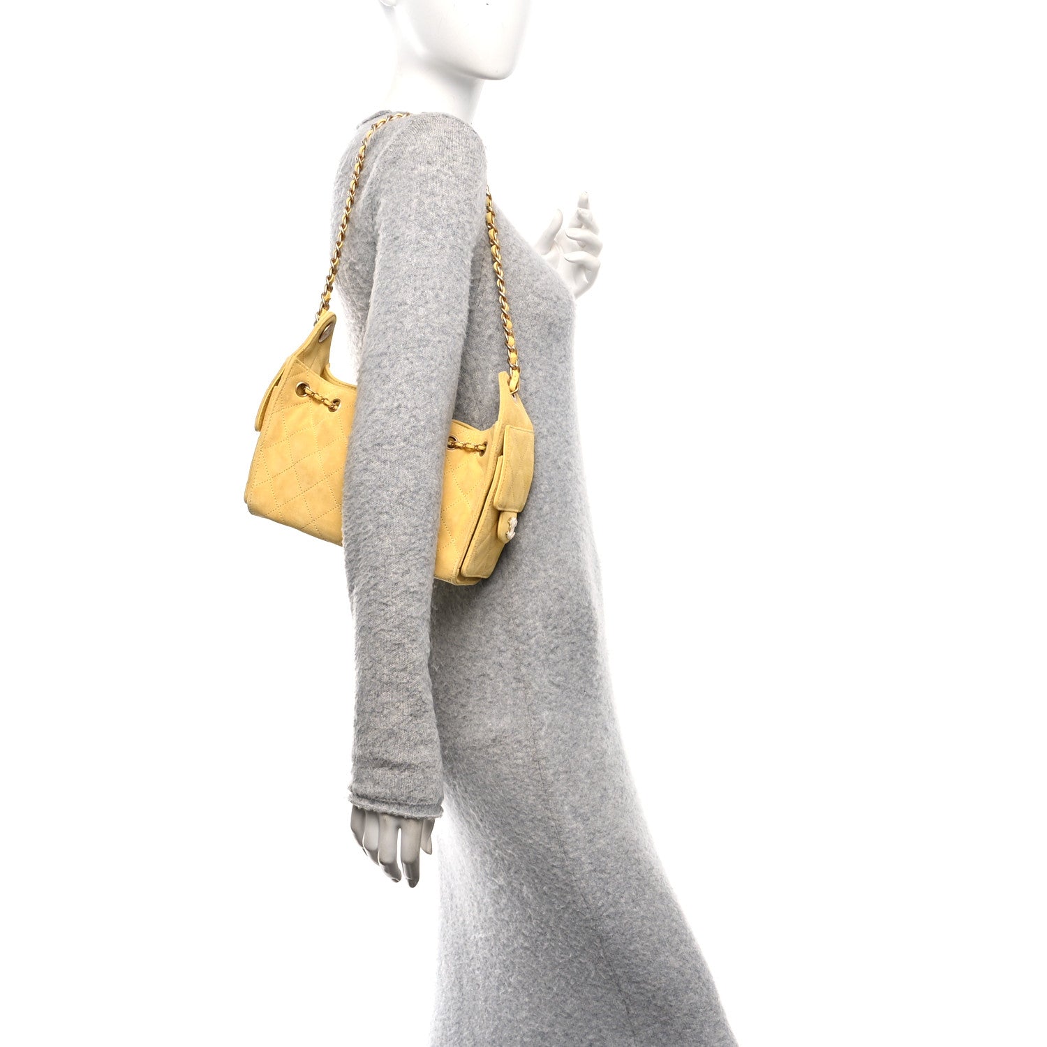 Chanel Suede Quilted Mini Chanel 25 Handbag Yellow 2 of 11