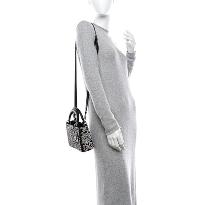Christian Dior Satin Beaded Embroidered Mini Lady Dior Black White 2 of 9