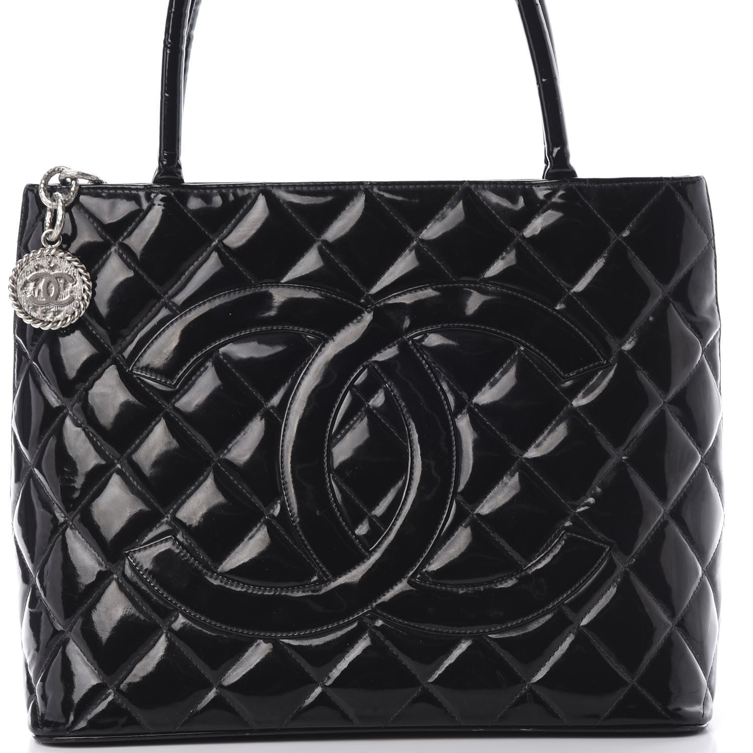 Chanel Patent Quilted Medallion Tote Black 7 of 17