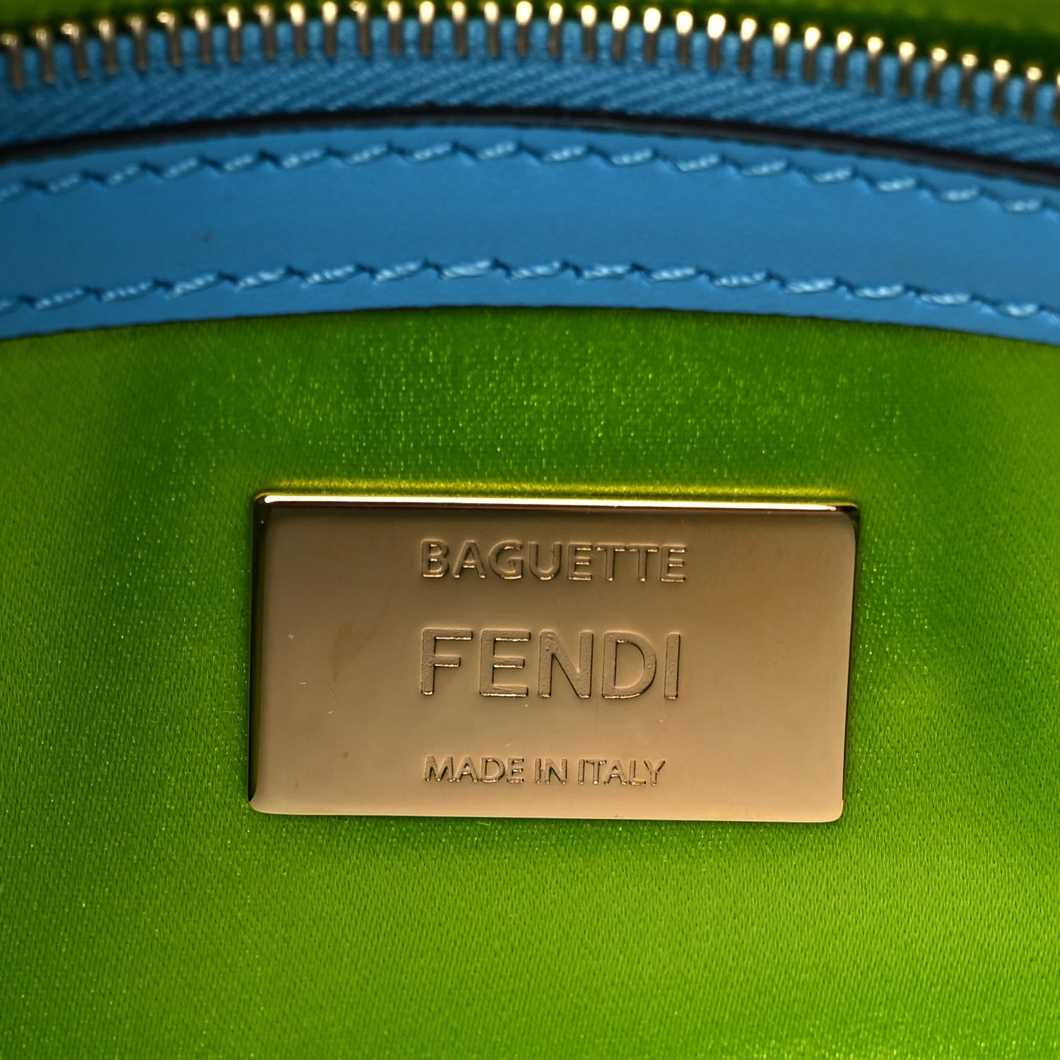 Fendi X SARAH COLEMAN Glazed Canvas Vitello King FF Vertigo Baguette 1997 Cyber Blue White 6 of 8
