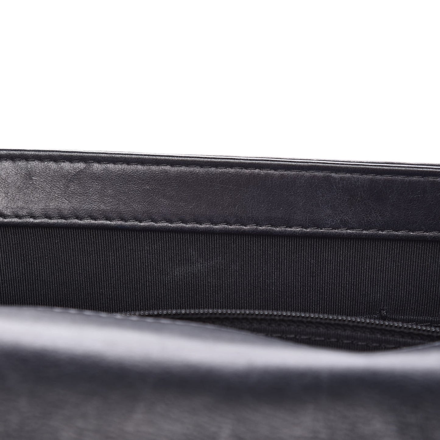 Calfskin Embossed Stitch Large Boy Flap Black