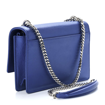 Saint Laurent Metallic Calfskin Monogram Sunset Chain Wallet Blue Royal 2 of 11