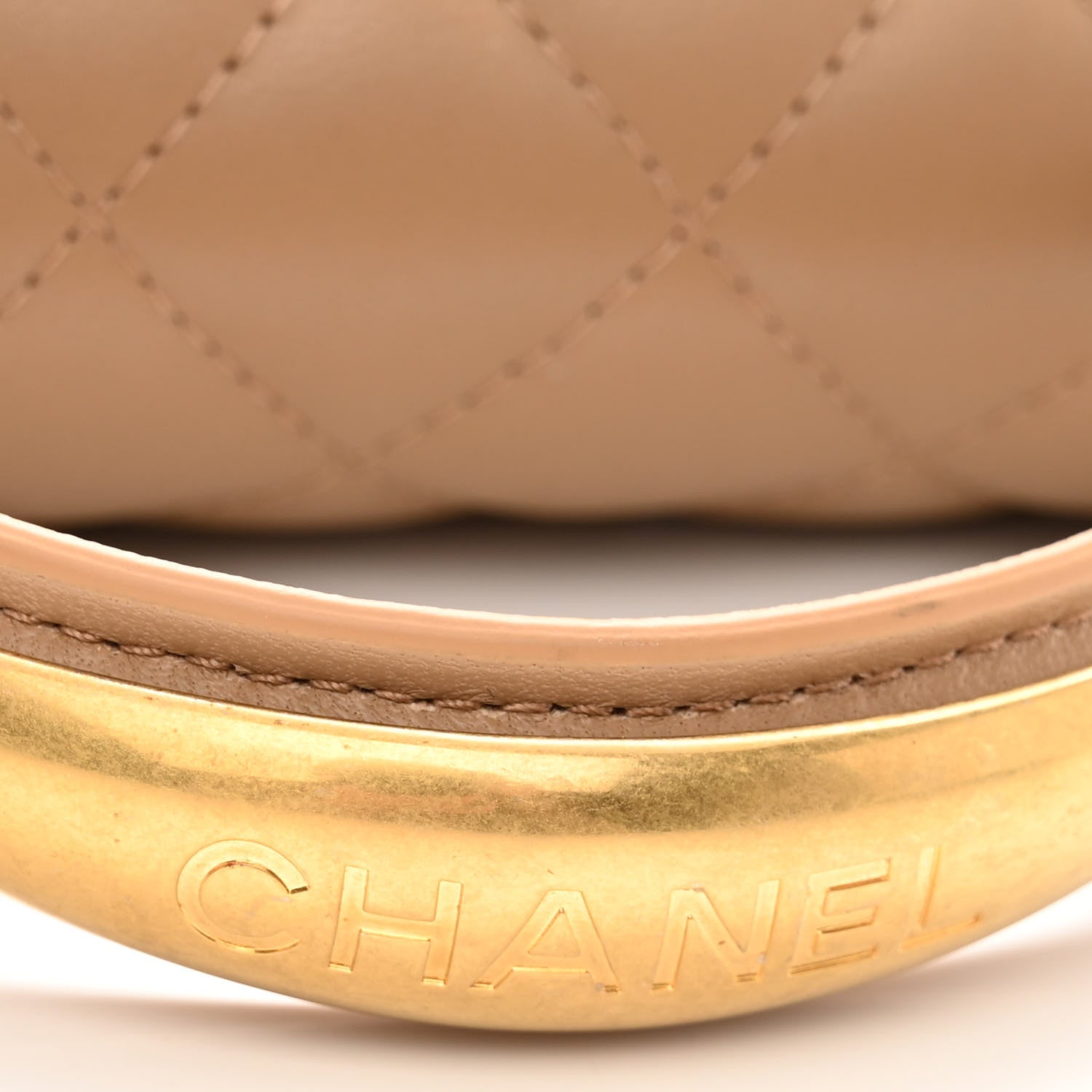 Chanel Lambskin Quilted Mini Top Handle Rectangular Flap Beige 11 of 11