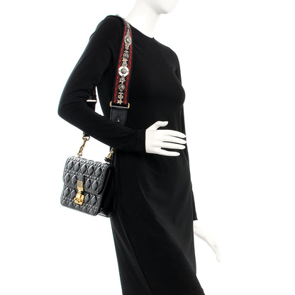 Christian Dior Lambskin Cannage Large Dioraddict Flap Bohemian Strap Black 2 of 23