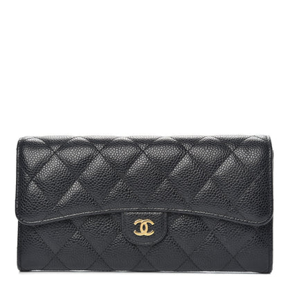 Chanel Caviar Quilted Large Gusset Flap Wallet Black 1 of 9