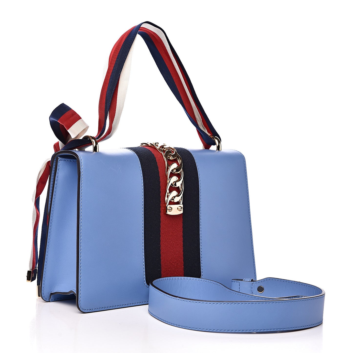 Calfskin Small Sylvie Shoulder Bag Clear Sky Blue
