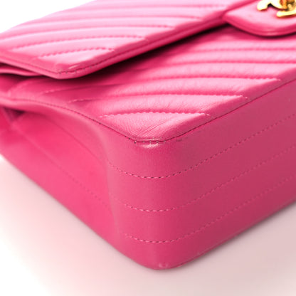 Chanel Lambskin Chevron Quilted Medium Double Flap Pink 9 of 18