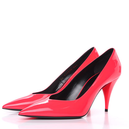 Saint Laurent Patent Calfskin Kiki 85 Pumps 38.5 Neon Pink 3 of 9