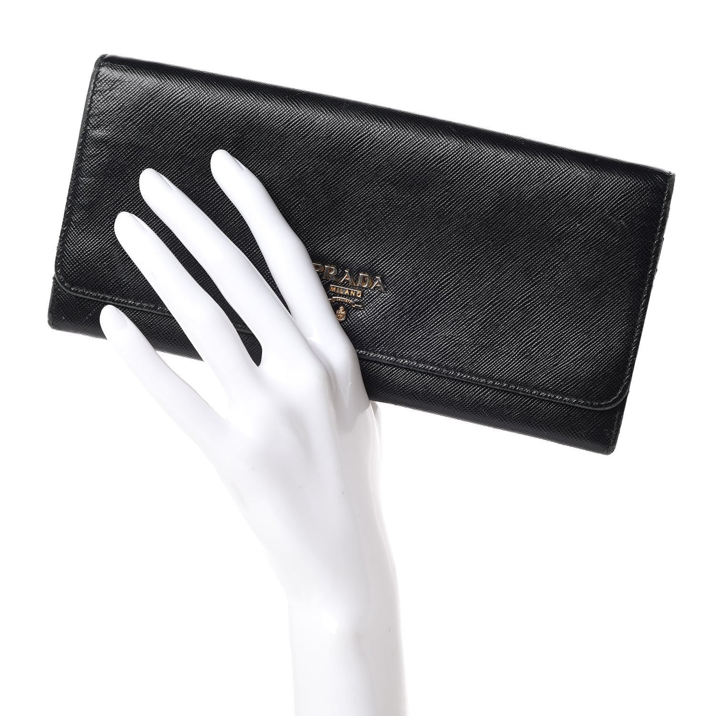 Saffiano Metal Oro Chain Wallet Black