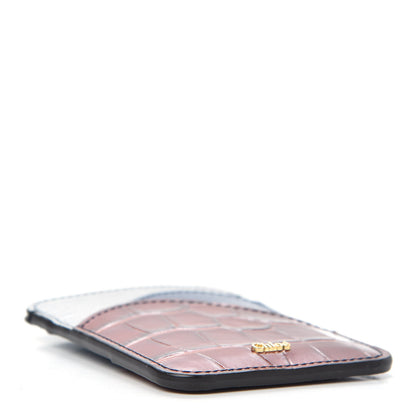 Chloe Calfskin Lizard Crocodile Embossed Walden Card Holder Chestnut Brown 4 of 5