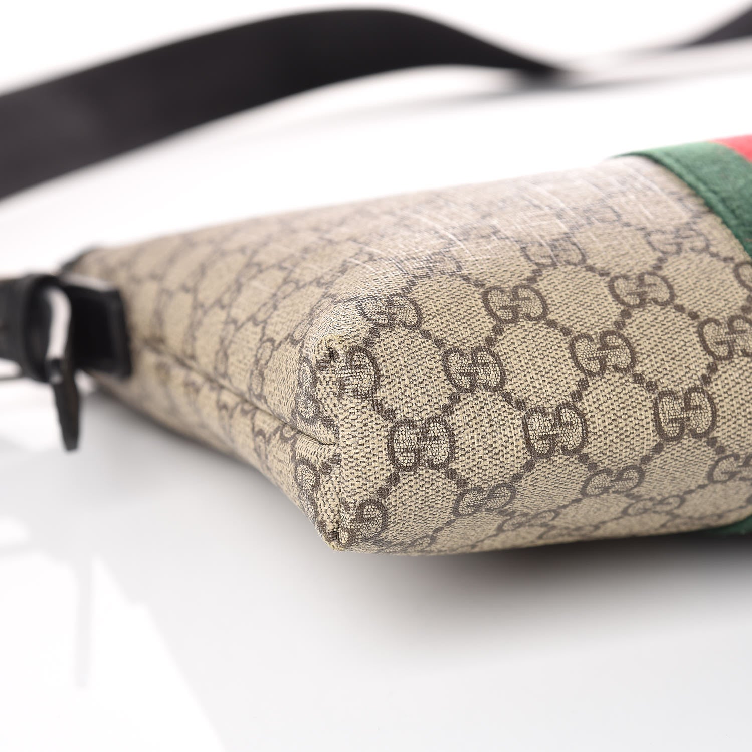 Gucci GG Supreme Monogram Web Messenger Bag Black 8 of 9