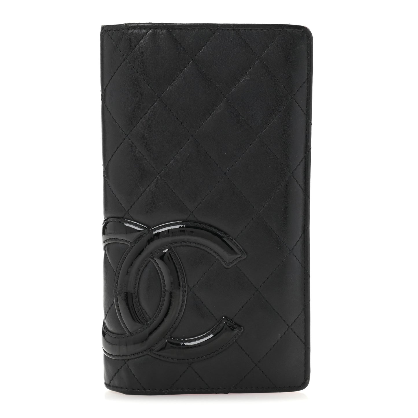 Calfskin Quilted Cambon Yen Wallet Black