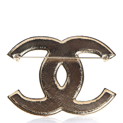 Chanel Gripoix Poured Glass Along The Nile CC Brooch Green Gold 3 of 5