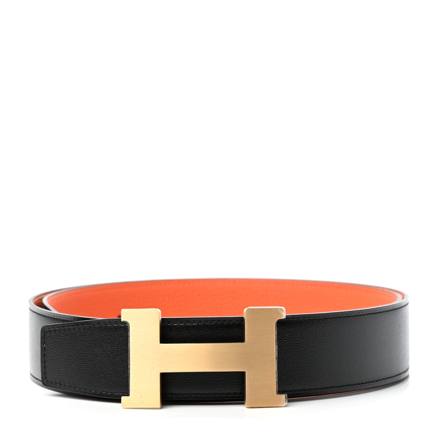 Hermes Box Togo 32mm Constance H Belt 100 Black Orange 1 of 6