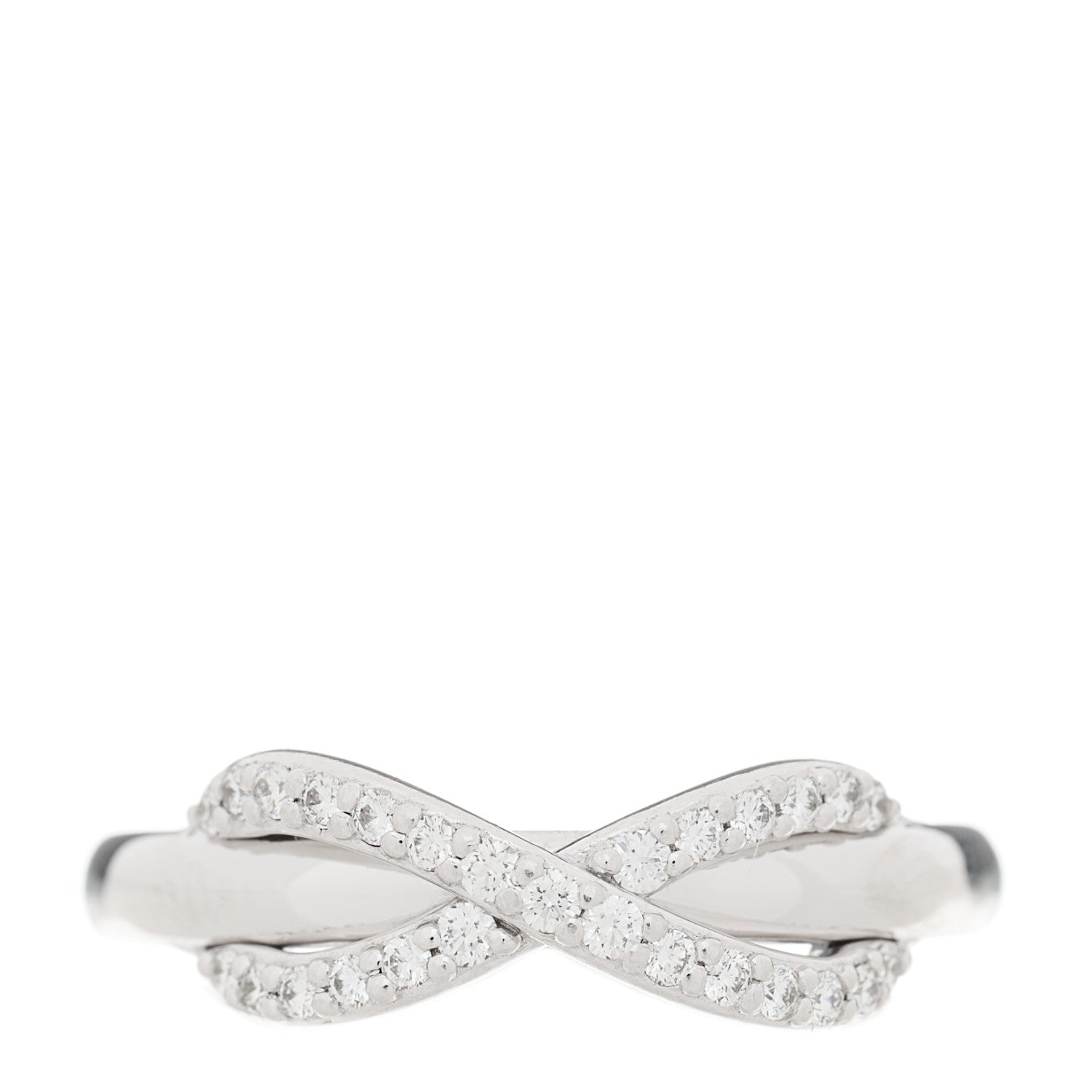 Tiffany 18K White Gold Diamond Infinity Ring 49 4.75 1 of 4