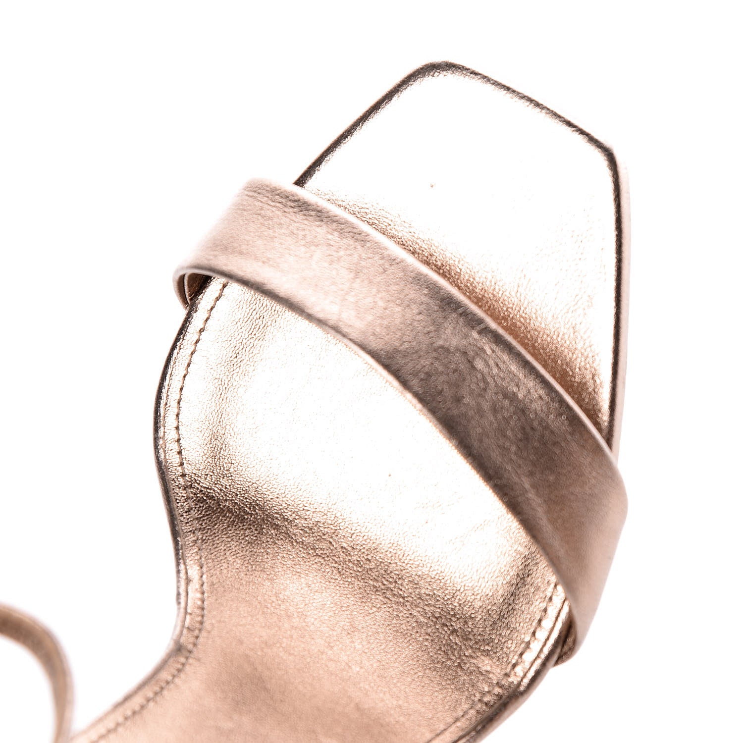 Saint Laurent Metallic Lambskin Amber Ankle Strap Sandals 36.5 Rose Gold 11 of 15